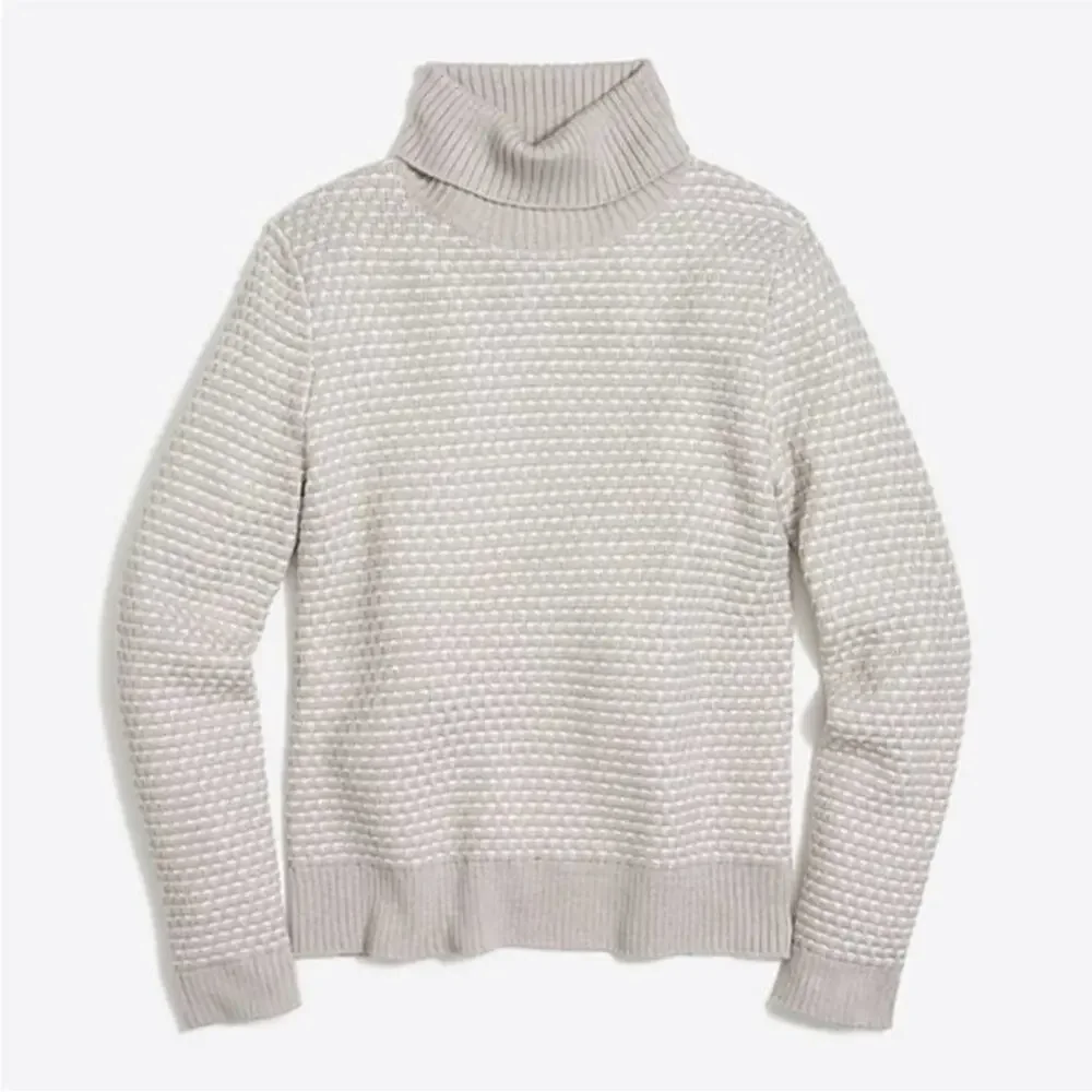 J Crew Textured Turtleneck Winter Knit Sweater SMALL H3909 Grey Gray